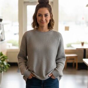 Cyrus Women Gray Sweatshirt Small Soft Ribbed Texture Pullover Stretch